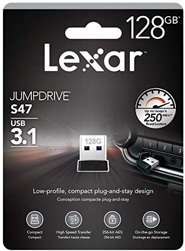 Lexar Chiavetta USB (3.1) 128 GB, Serie Jump Drive S47 Design Ultra Piatto Plug-And-Stay