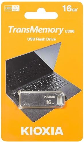 KIOXIA TransMemory U366 USB Flash Drive 16GB 3.0 USB File Transfer on PC/MAC, Metal