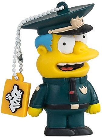 Tribe Simpsons Chief Wiggum Chiavetta USB da 8 GB Pendrive Memoria USB Flash Drive 2.0 Memory Stick, Idee Regalo Originali, Figurine 3D, Archiviazione Dati USB Gadget in PVC con Portachiavi Multicolore