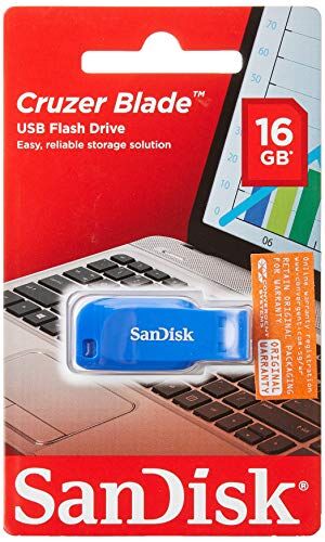 SanDisk 16 GB Cruzer Blade USB Flash Drive Electric Blue