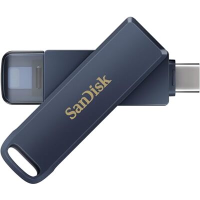 SanDisk 64GB Phone Drive chiavetta USB per iPhone/iPad, PC e Mac (2-in-1 archiviazione iPhone, con connettori Lightning e USB-C Backup Automatico, Protezione Tramite Password) Metallic Sky SanDisk 64GB Phone Drive chiavetta USB per iPhone/iPad, PC e Mac (2-in-1 archiviazione iPhone, con connettori Lightning e USB-C Backup Automatico, Protezione Tramite Password) Metallic Sky