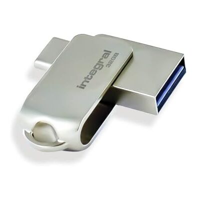 Integral 32GB 360-Dual USB 3.0 Tipo C & Tipo A Flash Drive con involucro in metallo solido, velocità di trasferimento veloce e Plug & Play Integral 32GB 360-Dual USB 3.0 Tipo C & Tipo A Flash Drive con involucro in metallo solido, velocità di trasferimento veloce e Plug & Play