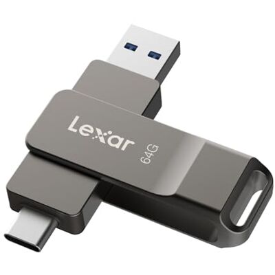 Lexar Lexa D40E 64 GB Dual USB Drive, Chiavetta USB Type C, Grigio Titanio USB 3.2 Gen 1 Type-C Jump Drive, unità flash USB-C con alloggiamento in metallo e design girevole Lexar Lexa D40E 64 GB Dual USB Drive, Chiavetta USB Type C, Grigio Titanio USB 3.2 Gen 1 Type-C Jump Drive, unità flash USB-C con alloggiamento in metallo e design girevole