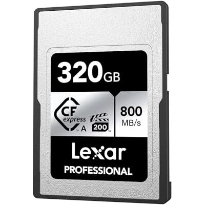 Lexar Scheda di memoria professionale CFexpress di tipo A da 320 GB, serie Silver, fino a 800 MB/s in lettura, VPG200, scheda video CF 8K, compatibile con fotocamere Sony Alpha e Sony FX Lexar Scheda di memoria professionale CFexpress di tipo A da 320 GB, serie Silver, fino a 800 MB/s in lettura, VPG200, scheda video CF 8K, compatibile con fotocamere Sony Alpha e Sony FX