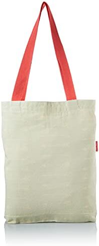 Bonamaison , 100% Cotone Borsa Tote Stampata, Borsa Della Spesa Riutilizzabile, Borsa Della Spesa, Ecologica, Borsa in Tela Con Manici Rossi, 34X40 Cm Progettata E Prodotta in Turchia