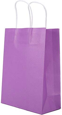 Natudeco 25 PZ Sacchetto Regalo Carta Kraft Bomboniera Bomboniere Souvenir Confezione Regalo Borsa Damigella D'onore Wrap Bag con Manico per Forniture per Feste di Compleanno(Viola)