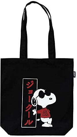 Grupo Erik Borsa shopper Snoopy Joe Cool, 100% cotone riciclato, ideale come borsa riutilizzabile per la spesa, shopping bag e borsa a tracolla donna, 48x28x12 cm ()