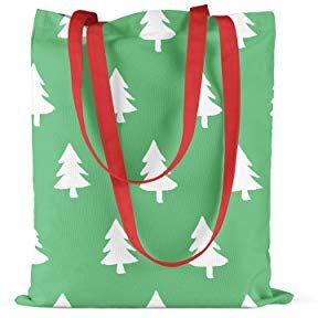 Bonamaison , 100% Cotone Borsa Tote Stampata, Borsa Della Spesa Riutilizzabile, Borsa Della Spesa, Ecologica, Borsa in Tela Con Manici Rossi, 34X40 Cm Progettata E Prodotta in Turchia