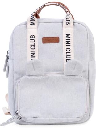 Childhome , Zaino, Neonato, Zaino per bambini, Cartella scolastica, Borsa termica, Scomparto per il pranzo, Solido, Cotone, My First Bag, 7L, Mini Club, Signature, Ecru