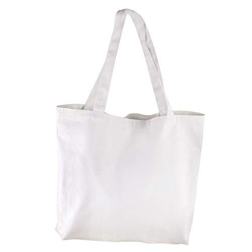 Rayher Borsa Shopper classica in tessuto bianco, dimensioni 46 x 35 cm, borsa di cotone, tote bag da personalizzare, semplice senza stampe