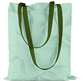 Bonamaison , 100% Cotone Borsa Tote Stampata, Borsa Della Spesa Riutilizzabile, Borsa Della Spesa, Ecologica, Borsa in Tela Con Manici Verdi, 34X40 Cm Progettata E Prodotta in Turchia