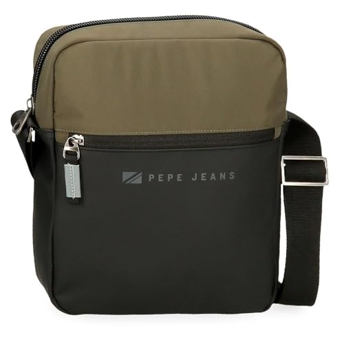 Pepe Jeans Jarvis Borsa a tracolla portatile verde 23 x 27 x 7 cm Pelle sintetica e poliestere L by Joumma Bags, Verde, Tracolla portatile