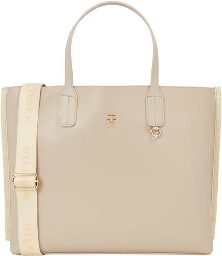 Tommy Hilfiger Iconic Tommy Satchel  Borsa da donna, taglia unica, Beige (argilla bianca), One Size