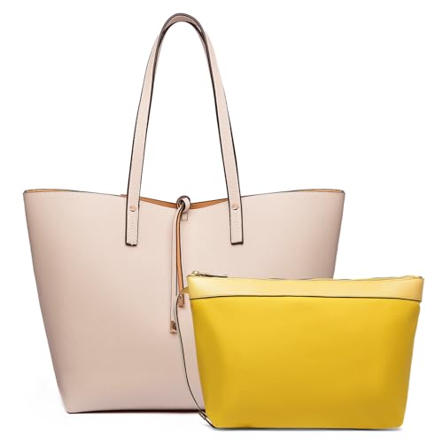 Miss Lulu Borse Tote a Mano da Donna, reversibile in ecopelle borsa a tracolla grande set due in uno, Impermeabile