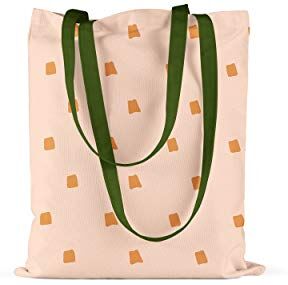 Bonamaison , 100% Cotone Borsa Tote Stampata, Borsa Della Spesa Riutilizzabile, Borsa Della Spesa, Ecologica, Borsa in Tela Con Manici Verdi, 34X40 Cm Progettata E Prodotta in Turchia