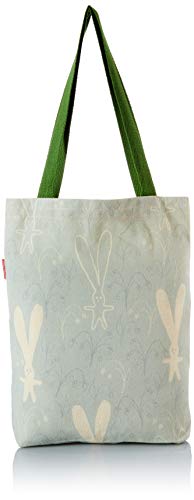 Bonamaison , 100% Cotone Borsa Tote Stampata, Borsa Della Spesa Riutilizzabile, Borsa Della Spesa, Ecologica, Borsa in Tela Con Manici Verdi, 34X40 Cm Progettata E Prodotta in Turchia