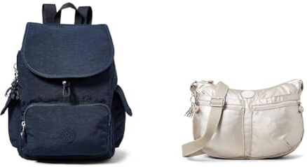 Kipling City Pack S, Zaino Donna, Blu (Blue Blue 2), Taglia unica IZELLAH, Borse a Tracolla, Donna, Argento (Metallic Glow), Taglia unica