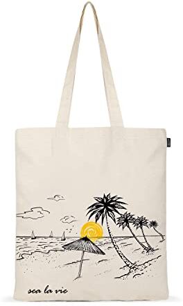 Eco Right Borsa Stoffa Shopper, Cotone Tote Bag, Borsa Donna, Borsa tote Tracolla cotone e tela con manici stampa, Borsa shopper riutilizzabile ecocompatibile lavabile