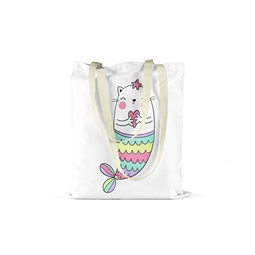 Bonamaison Borsa Tote Stampata 100% Cotone, Borsa Della Spesa Riutilizzabile, Borsa Della Spesa, Lavabile in Lavatrice, Ecologica, Borsa in Tela Con Manici, 48x55 Cm Progettata E Prodotta in Turchia