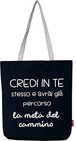 hello-bags "CREDIINTE Borsa tote bag in tela con cerniera, fodera e tasca interna. Include una busta regalo kraft. Colore: Nero. 37x38 cm. Donna