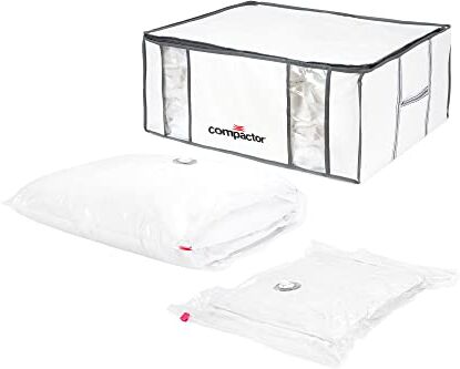 Compactor Scatola di Vuoto Semi Rigida, Borsa a Compressione: 0,065 mm LLPDE + Nylon Copertura: Non Tessuto 120 G, Bianco, XXL