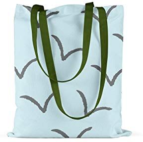 Bonamaison , 100% Cotone Borsa Tote Stampata, Borsa Della Spesa Riutilizzabile, Borsa Della Spesa, Ecologica, Borsa in Tela Con Manici Verdi, 34X40 Cm Progettata E Prodotta in Turchia