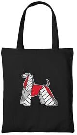 PRO' line Dshirt14 Borsa Shopper con Silhouette Pop Origami di Afghan Hound TOTE BAG con grafica levriero afghano (BLACK)