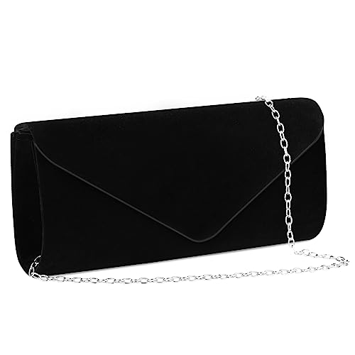 OSDUE Pochette Donna, in Pelle Scamosciata a Tracolla, Nero