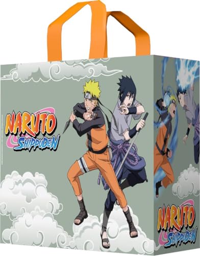 Konix Borsa a tracolla  Naruto Shippuden 40 x 45 x 20 cm Materiale riciclato Bianco Motivo Naruto e Sasuke Grigio