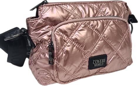 Coveri Borsa Donna Tracolla Piumino in Nylon Impermeabile Multitasche Tracolla in Tessuto Personalizzata Regolabile Dimensioni: 24 X 18 X 10 cm. ART. (ROSA)