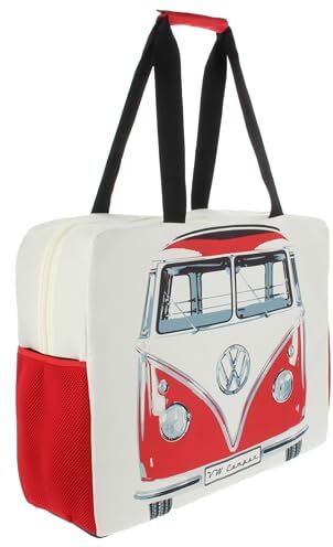 Brisa VW Collection – Volkswagen grande borsa per la spesa, borsa da spiaggia, Bus anteriore/rosso, 27 l, VW T1 Bus