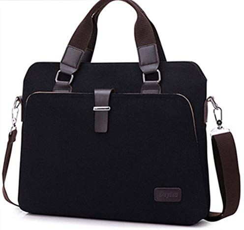 YUANYOULI Business canvas moda del messaggero della cartella forte mano borse da viaggio sostenibili per Crossbody commerciale/college/donne/uomini,nero