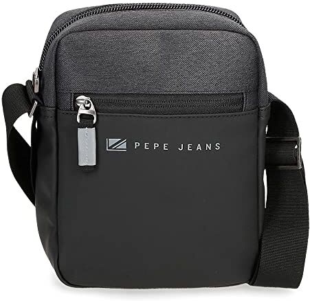 Pepe Jeans Jarvis Tracolla media nero 17 x 22 x 6 cm Poliestere con dettagli in finta pelle