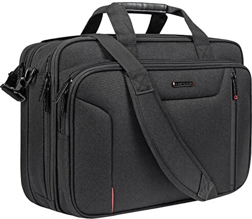 EMPSIGN Borsa Porta PC, 17 Pollici Borsa del Portatile Cartella per Laptop, Borsa a Tracolla Espandibile Uomo Donna, Borsa per Laptop Impermeabile per Viaggi Affari Scuola, Nero