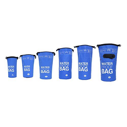 DonDon Dry Bag Borsa Impermeabile da 2l, 5l, 10l, 15l, 20l, 30l con Tracolla Blu 5 Litri