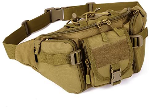 HUNTVP ® Uomo Marsupio Tattico Sportivo Borsa Petto Militare per Campeggio Escursione Ciclismo Viaggio Trekking Outdoor Marrone