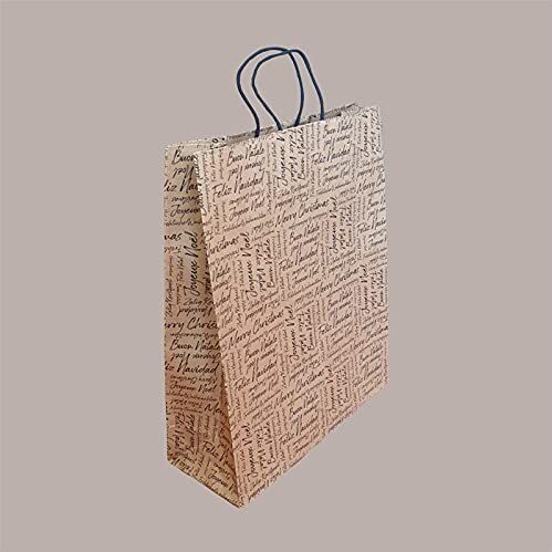 Lucgel Srl 20 pz Shopper in Carta Marrone Words Natale con Manico in Cordino 350x130H430mm