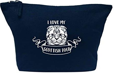 Creative Borsa per il trucco "I Love My Scottish Fold Cat Navy