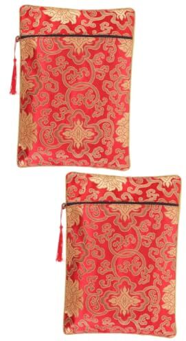 LALAFINA 2 Pz Cartella in Stile Cinese Sacchetto Per Avvolgere Le Scritture Piccolo Astuccio Regalo Custodia Per Documenti Borsa Ricamata in Broccato Cotone Gioielleria Borsa Buddha