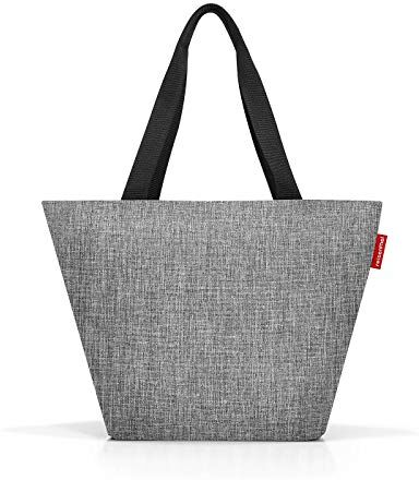 Reisenthel shopper M Borsa della Spesa Capiente ed Elegante, Chiusura con Cerniera, Design Pratico, Tasca Interna con Zip, Tessuto Idrorepellente, 15 L, Argento Twist