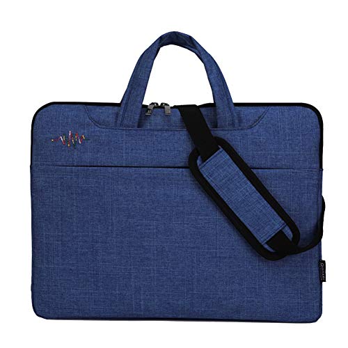 GUOCU Multifunzionale Portatile Sottile Luce Spalla del Computer Portatile della Cartella del Sacchetto di Computer Portatili Pocket Caso，Blu Navy,13"(36X27X3cm)