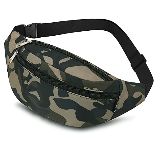 Ridirun Marsupio Sportivo Running Outdoor Fanny Pack Bag da Uomo Donna Marsupi alla Moda in Nylon con Cinturino Regolabile Rapido per Corsa Ciclismo Escursione Campeggio (02Verde mimetico)