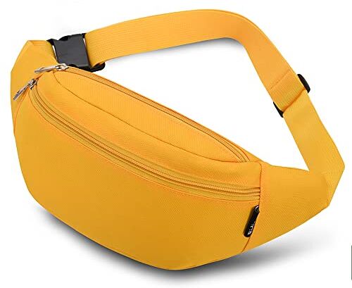 Ridirun Marsupio Sportivo Running Outdoor Fanny Pack Bag da Uomo Donna Marsupi alla Moda in Nylon con Cinturino Regolabile Rapido per Corsa Ciclismo Escursione Campeggio Giallo