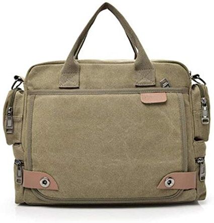 YUANYOULI La Cartella degli Uomini Uomini Valigetta Portatile Canvas Messenger Bag Spalla Sling Bag Valigetta Sacchetto Impermeabile Multifunzionale, Leggero,Cachi