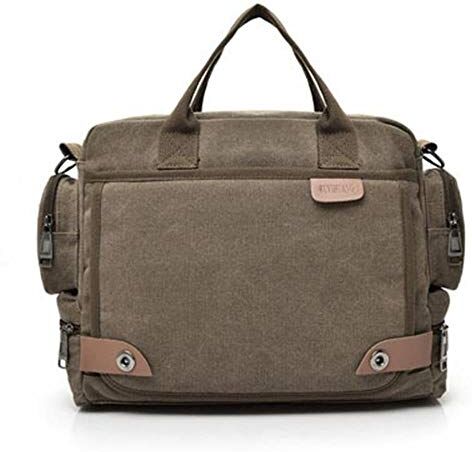 YUANYOULI La Cartella degli Uomini Uomini Valigetta Portatile Canvas Messenger Bag Spalla Sling Bag Valigetta Sacchetto Impermeabile Multifunzionale, Leggero,caffè