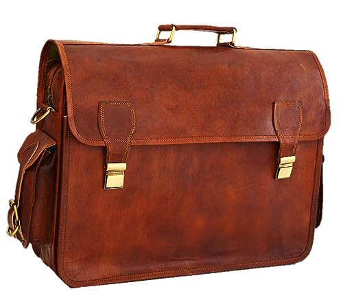 Jony Vintage In Pelle Cartella Del Computer Portatile Messenger Bag Migliore Borsa A Mano 18 POLLICE Marrone Borse per Uomini Donne