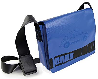 Brisa VW Collection Volkswagen Borsa a tracolla piccola in jeans e telone da camion Maggiolino Beetle design 28 x 23 x 17 cm (Jeans Beetle/Blu)