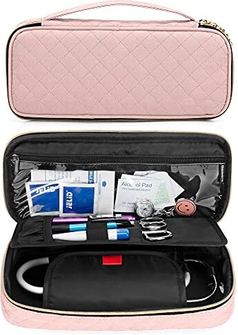 Damero Borsa per stetoscopio, custodia per custodia per stetoscopio per stetoscopi 3M Littmann/Omron/ADC con tasca per accessori per infermiere, rosa scuro