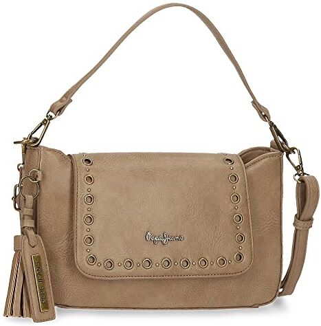 Pepe Jeans Camper Borsa a Tracolla con Patta Beige 27x16x5 cm Pelle Sintetica, Beige, Tracolla con Patta