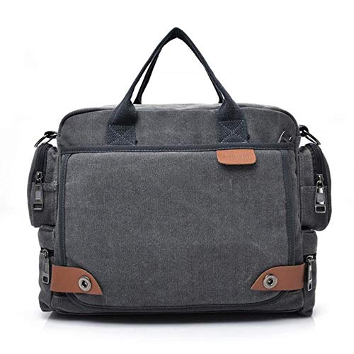 YUANYOULI La Cartella degli Uomini Uomini Valigetta Portatile Canvas Messenger Bag Spalla Sling Bag Valigetta Sacchetto Impermeabile Multifunzionale, Leggero,Grigio